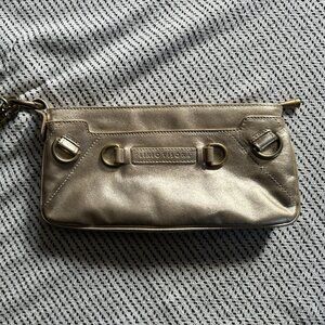 Plinio Visona Gold Leather Wristlet